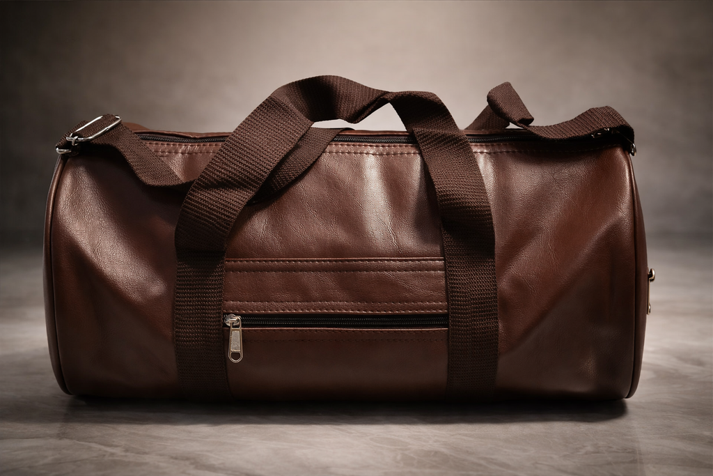 Uniqueonn LuxeCarry Premium Saddle Brown Leather-Finish 20-Liter Duffle Bag For Travel, Gym & Daily Essentials