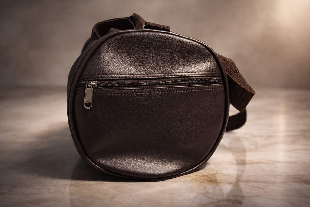 Uniqueonn LuxeCarry Premium Deep Brown Leather-Finish 20-Liter Duffle Bag For Travel, Gym & Daily Essentials
