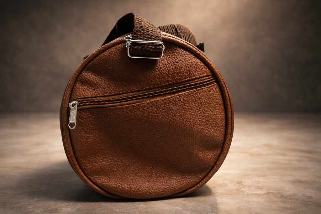 Uniqueonn LuxeCarry Premium Warm Mid-Brown Leather-Finish 20-Liter Duffle Bag For Travel, Gym & Daily Essentials