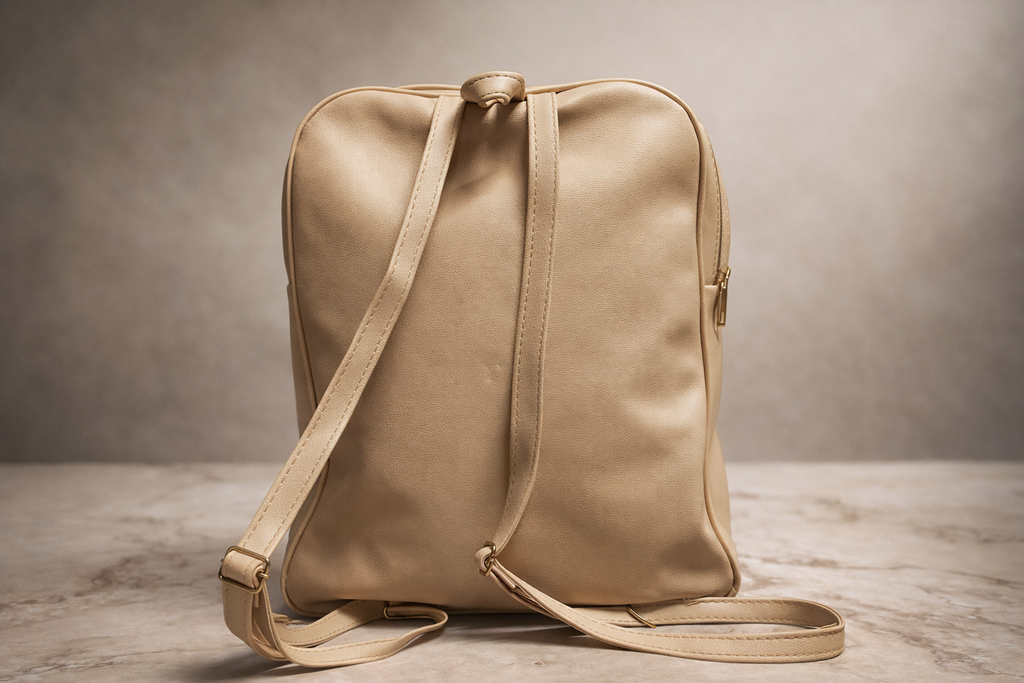 Uniqueonn ChicCarry Beige White Mini Faux Leather Backpack | Cute, Elegant & Multi-Purpose Everyday Bag