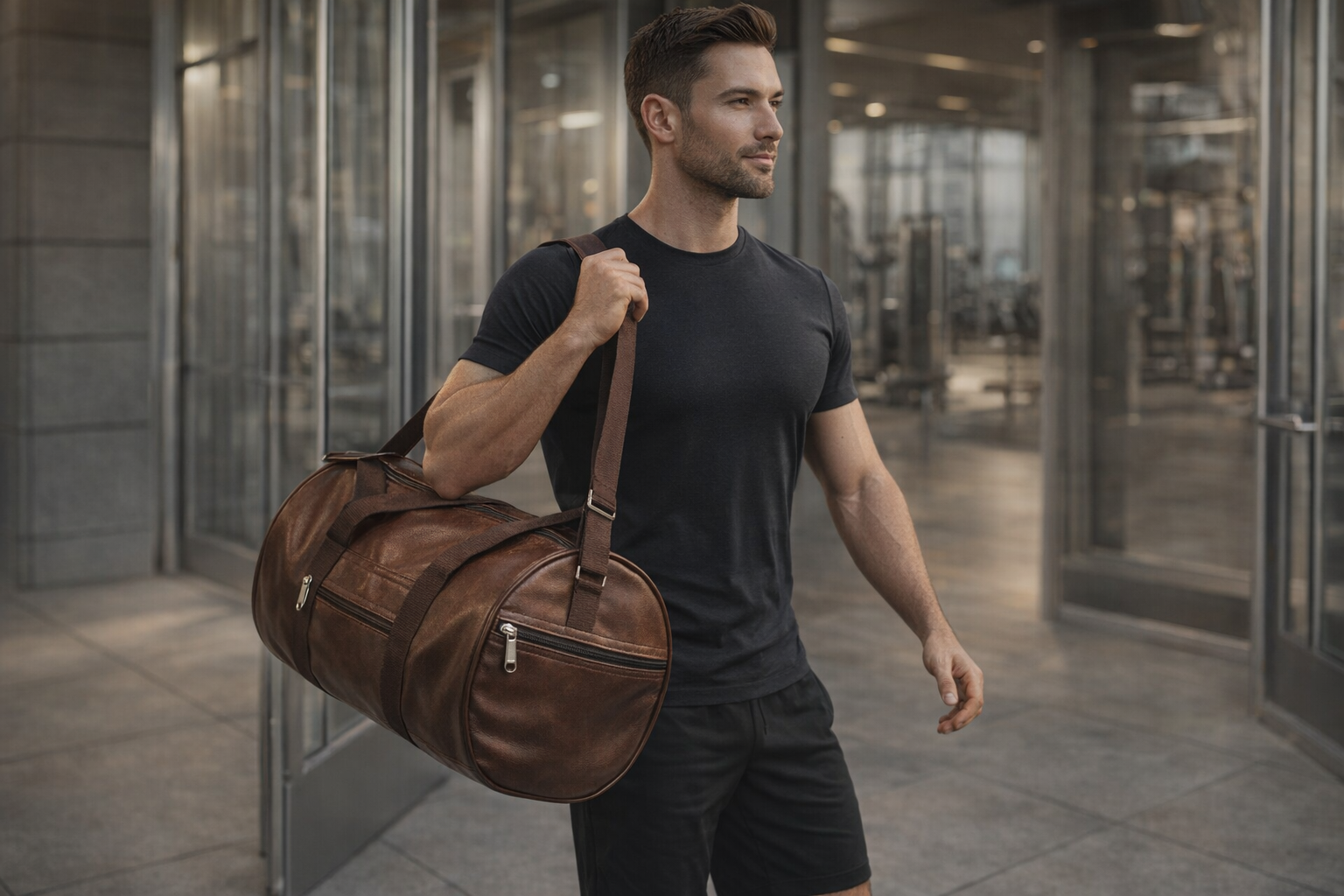 Uniqueonn LuxeCarry Premium Saddle Brown Leather-Finish 20-Liter Duffle Bag For Travel, Gym & Daily Essentials