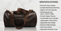 Uniqueonn LuxeCarry Premium Deep Brown Leather-Finish 20-Liter Duffle Bag For Travel, Gym & Daily Essentials