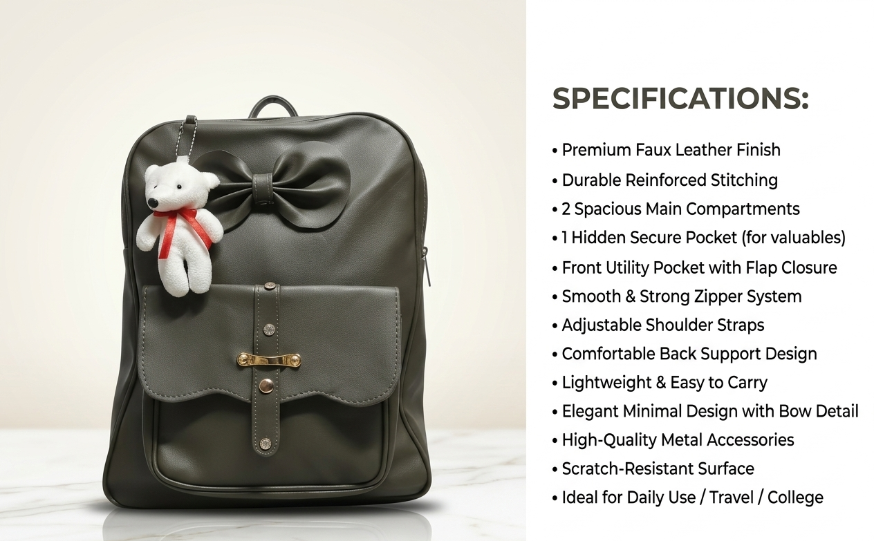 Uniqueonn ChicCarry SeaGreen Mini Faux Leather Backpack | Cute, Elegant & Multi-Purpose Everyday Bag