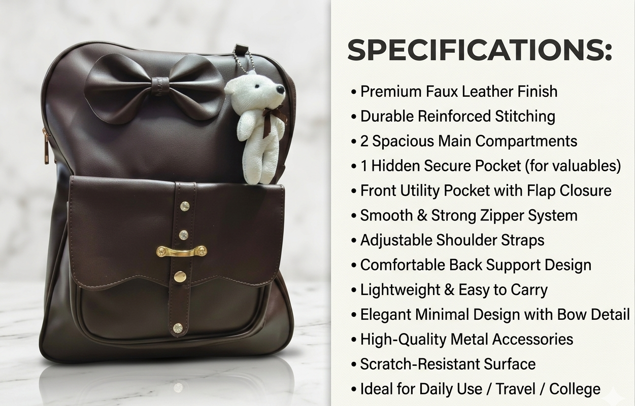 Uniqueonn ChicCarry SaddleBrown Mini Faux Leather Backpack | Cute, Elegant & Multi-Purpose Everyday Bag