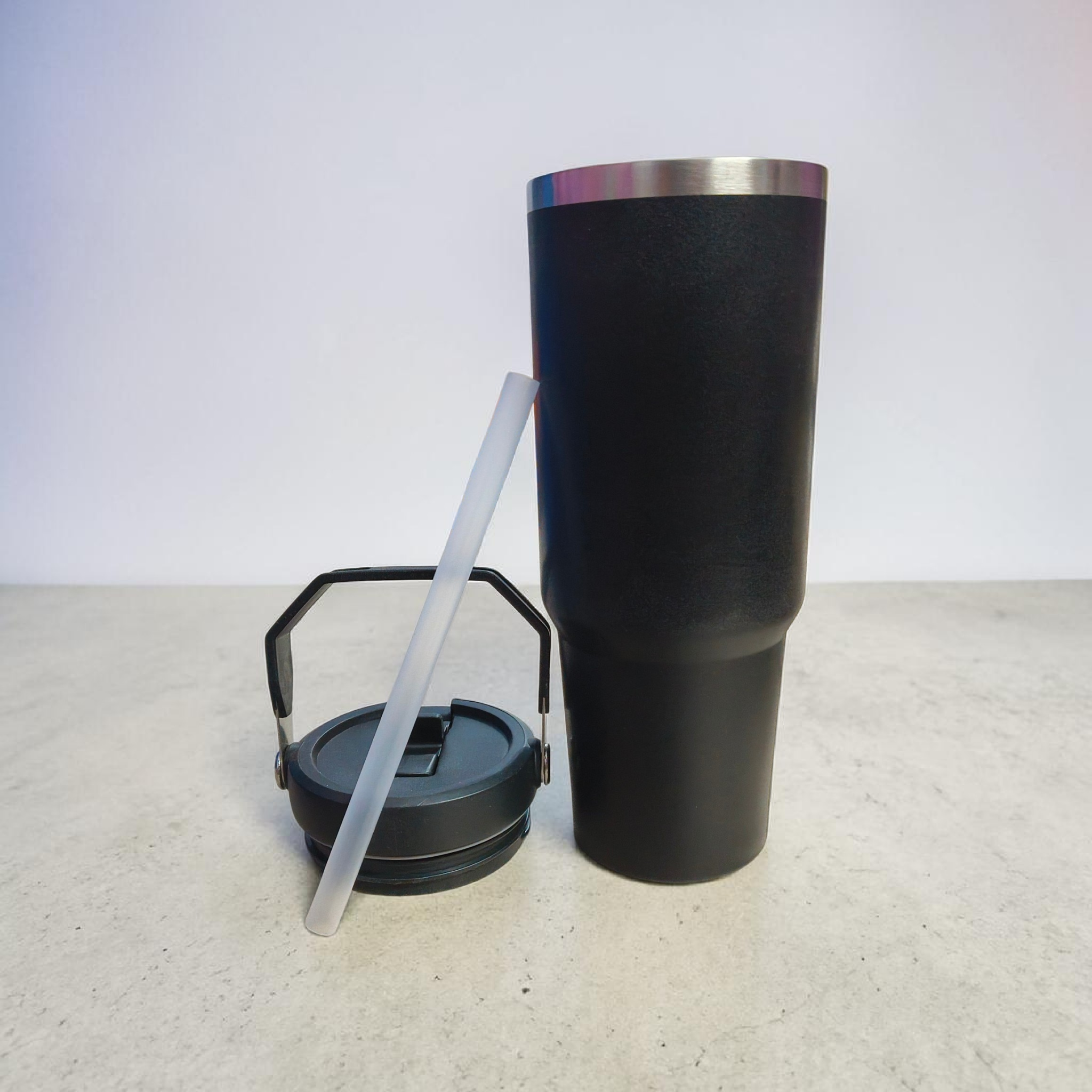 900ML Black Premium Insulated Bottle with Straw & Handle | Luxury Hot & Cold Tumbler