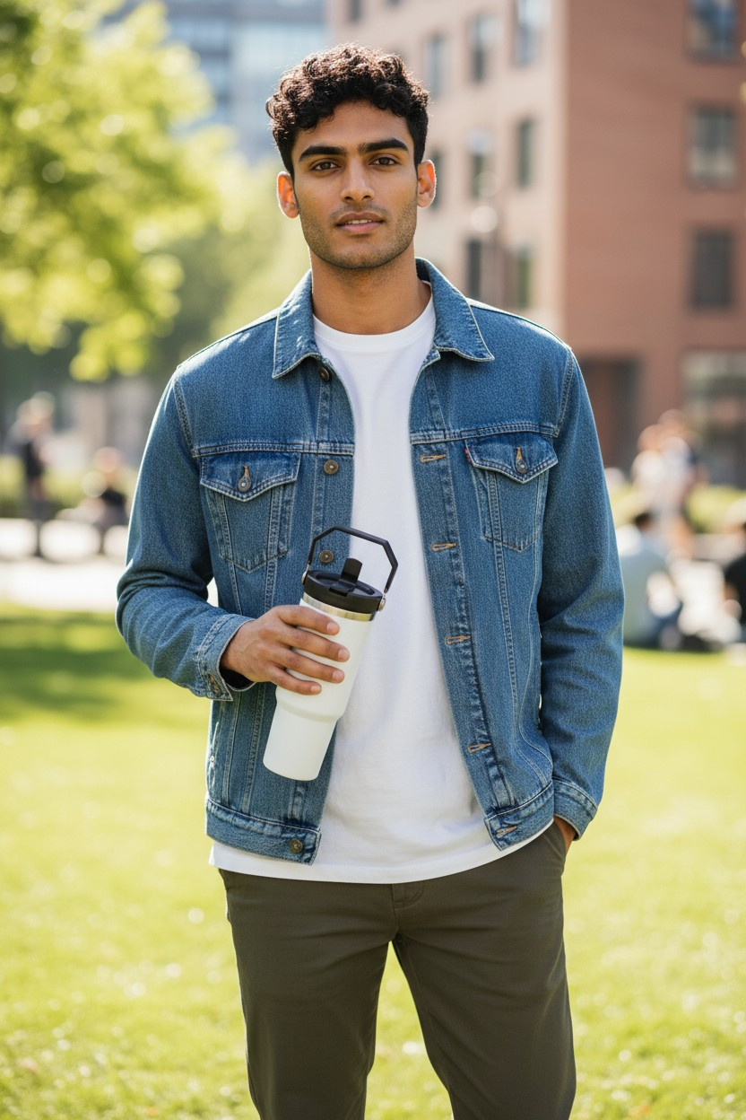 900ML White Minimal Insulated Bottle with Straw & Handle | Clean Hot & Cold Tumbler