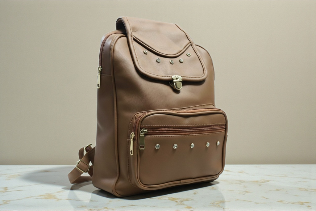 Uniqueonn GlamCarry Mocha Brown Faux Leather Backpack | Stylish, Spacious & Everyday Multi-Purpose Bag