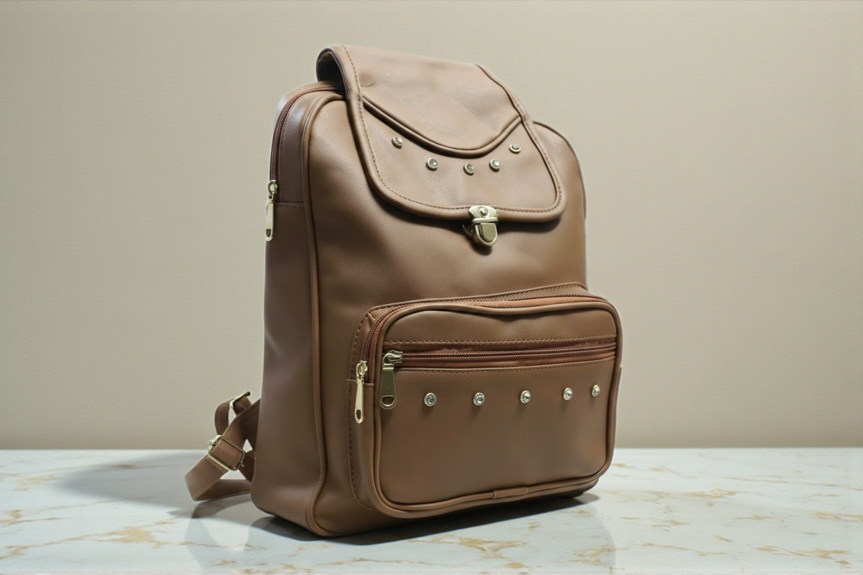 Uniqueonn GlamCarry Mocha Brown Faux Leather Backpack | Stylish, Spacious & Everyday Multi-Purpose Bag