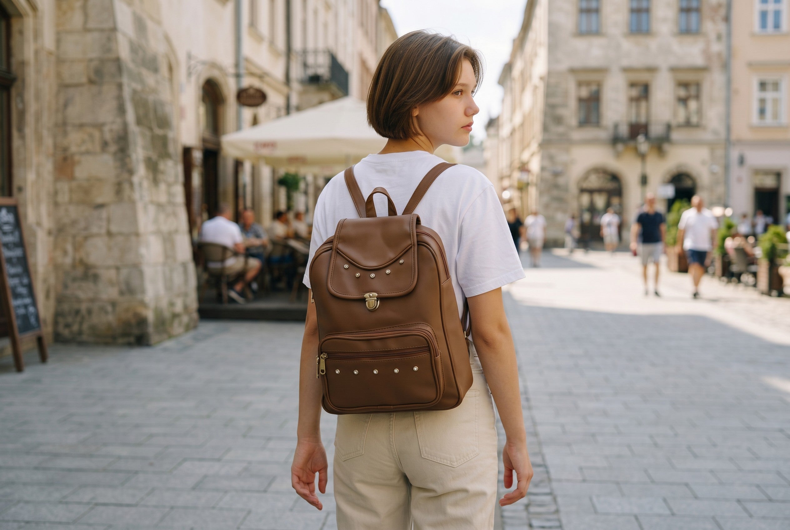 Uniqueonn GlamCarry Mocha Brown Faux Leather Backpack | Stylish, Spacious & Everyday Multi-Purpose Bag