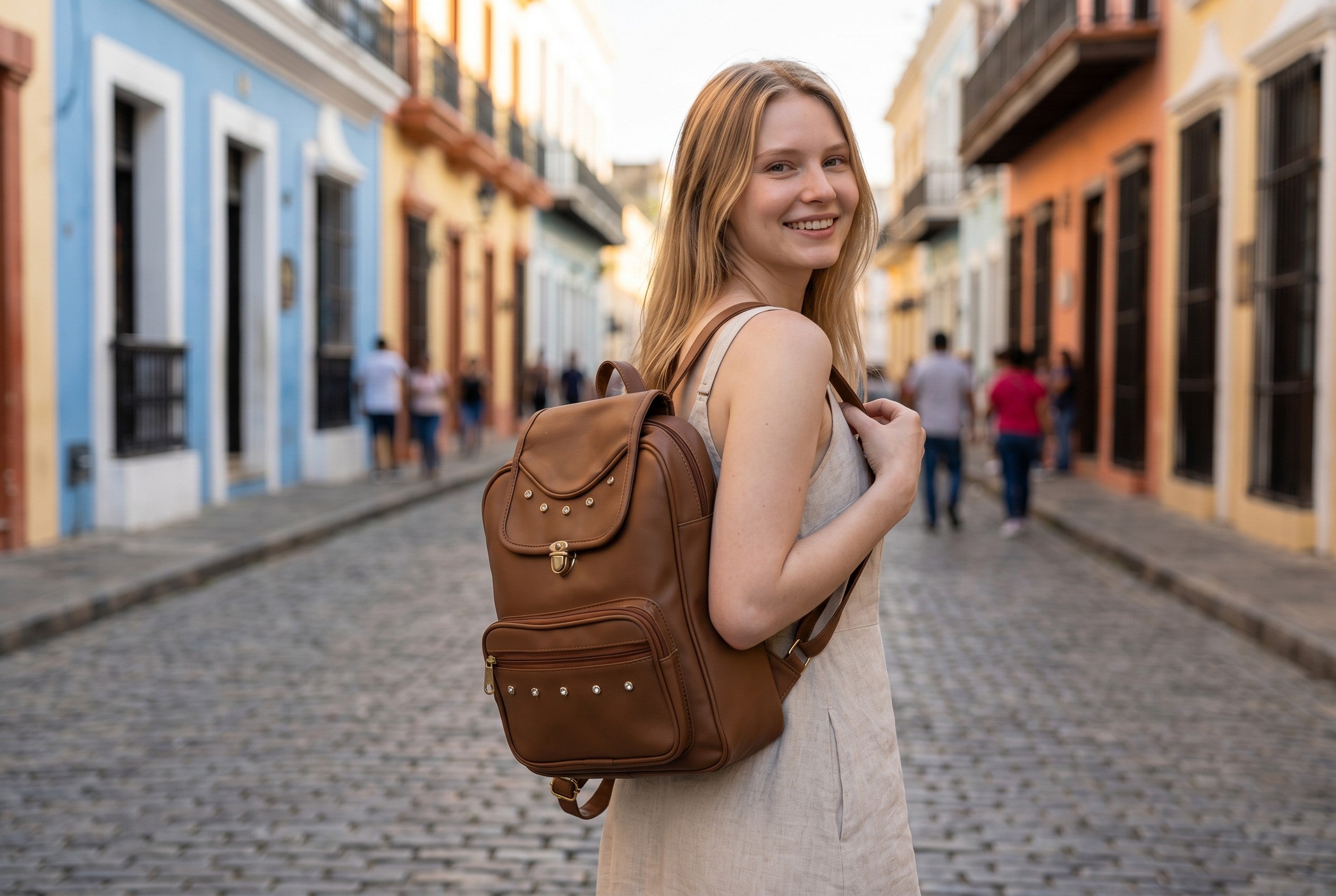 Uniqueonn GlamCarry Mocha Brown Faux Leather Backpack | Stylish, Spacious & Everyday Multi-Purpose Bag