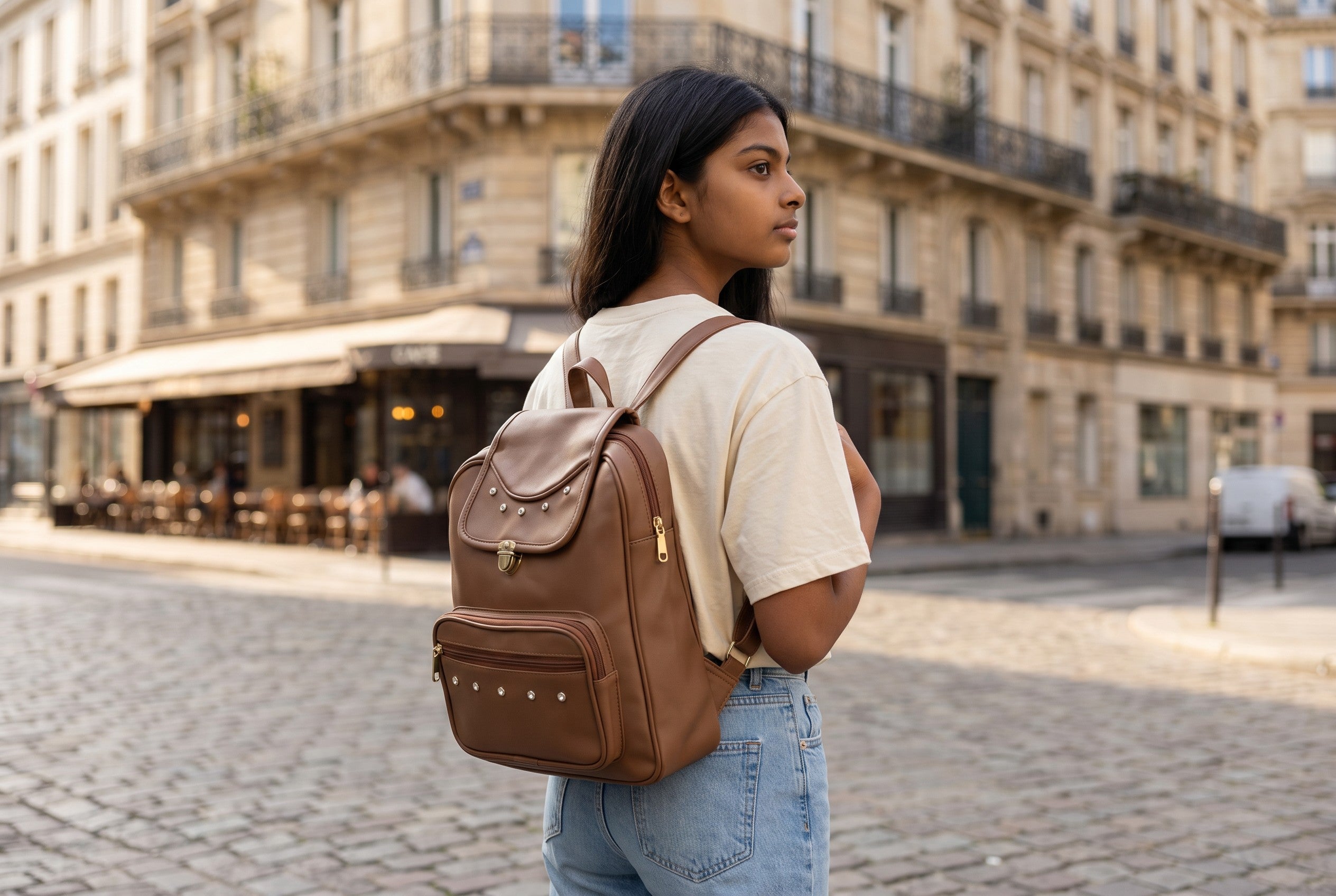 Uniqueonn GlamCarry Mocha Brown Faux Leather Backpack | Stylish, Spacious & Everyday Multi-Purpose Bag