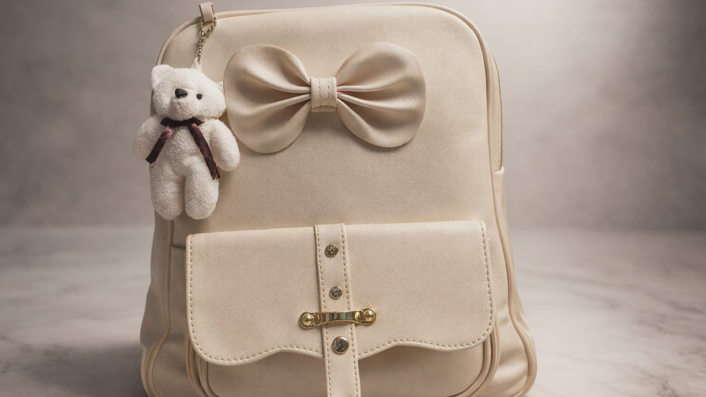 Uniqueonn ChicCarry Beige White Mini Faux Leather Backpack | Cute, Elegant & Multi-Purpose Everyday Bag