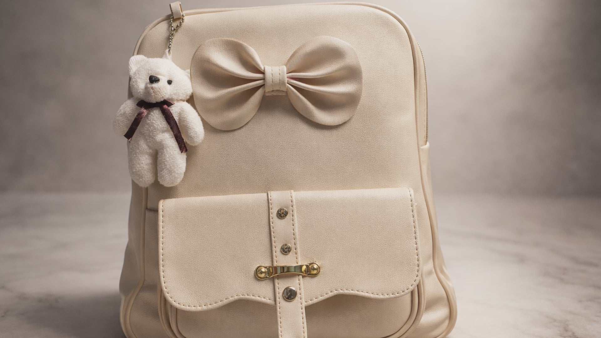 Uniqueonn ChicCarry Beige White Mini Faux Leather Backpack | Cute, Elegant & Multi-Purpose Everyday Bag